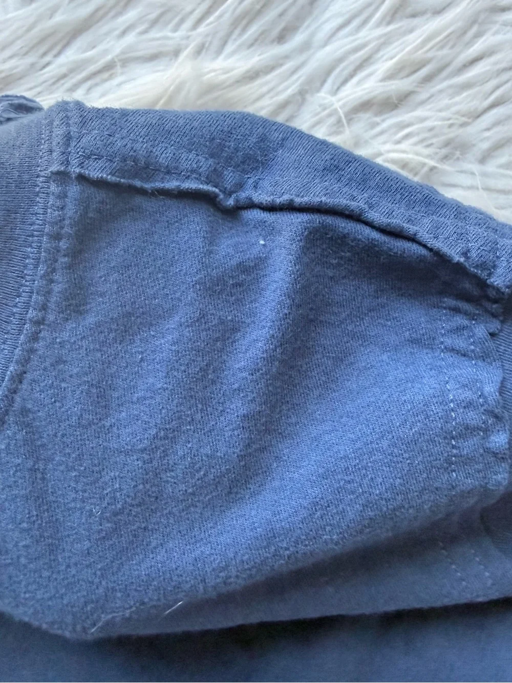Free People We The Free Long Sleeve Crop Tee Blue Raw Hem Cotton XS